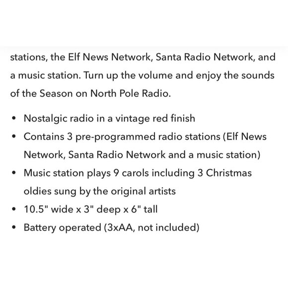 North Pole Radio By Mr Christmas 10.5" Red Vintage Style Battery Operated - Picture 5 of 5